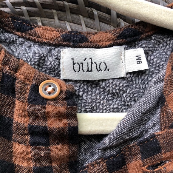 Buho Boutique Baby Boy Plaid Button Down 9 months - Picture 2 of 4